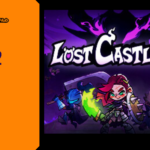 Editorial feature graphic for Lost Castle 2 showcasing a lineup of cartoon medieval heroes holding distinct fantasy weapons in front of a sprawling, ominous dark stone castle gatehouse under a full moon, set alongside the Game Launch Hub branding and "Lost Castle 2 2026 Preview" headline text.