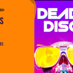 Promotional banner for Dead as Disco featuring a pink disco-ball skull wearing yellow-tinted aviator sunglasses against a vibrant purple background.