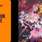 Promotional banner for Blue Reflection Ray Guide by GameLaunchHub, showcasing an assembly of magical girl characters including Hiori Hirahara and Ruka Hanari in their Reflector forms against a stylized anime background.