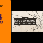 Promotional banner for the narrative RPG The Life and Suffering of Prince Jerian by GameLaunchHub, featuring the game's logo over a stark, hand-drawn illustration of a fractured reflection.