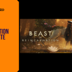 Promotional banner for the action RPG Beast of Reincarnation by GameLaunchHub, featuring the game's logo over a cinematic scene of the protagonist Emma and her companion dog Koo in a lush, post-apocalyptic forest.