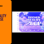 Promotional banner for the surreal adventure game Broken Reality 2000 by GameLaunchHub, featuring a stylized character and a robot companion in a dreamy, purple-hued landscape with vaporwave aesthetics and the game title displayed prominently.