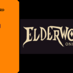 Promotional banner for the indie MMORPG Elderwood Online by GameLaunchHub, featuring the game's stylized logo on a dark background with an orange sidebar and a "READ MORE" call-to-action button.