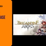 Promotional banner for the strategy RPG Brigandine Abyss by GameLaunchHub, featuring the game's logo and an ensemble key art of commanders and monsters.