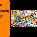 Promotional banner for the retro compilation Super Bomberman Collection by GameLaunchHub, featuring the collection's logo and energetic artwork of Bomberman surrounded by various characters and enemies.