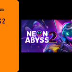 Promotional banner for the article "Neon Abyss 2 Release Date: 2026, Full 1.0 Launch, Four-Player Co-op, and a New Final Boss" by GameLaunchHub, featuring the game's official logo, cyberpunk-themed character artwork with a glowing neon mask and weapons, and a solid orange sidebar on the left.