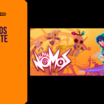 Promotional banner for the article "Alpha Nomos Release Date 2026: A Rhythm-Action Roguelite Where Music Is Your Weapon" by GameLaunchHub, featuring the game's official logo, puppetcore artwork with the protagonist Cello and corrupted puppet enemies, and a solid orange sidebar on the left.